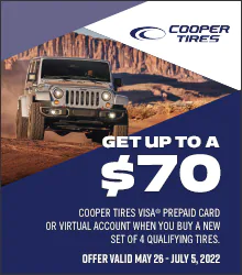 Up to $70 Rebate With 4 Select Cooper Tires