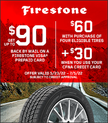 $60 Rebate With 4 Select Firestone Tires
