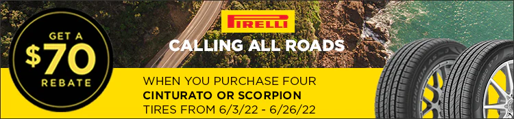 $70 Rebate With 4 Select Pirelli Tires