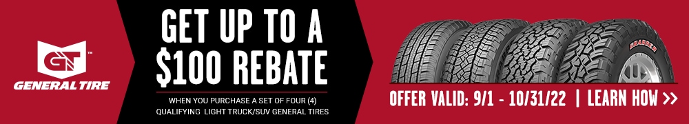 Up to $100 Rebate With 4 Select General Tires