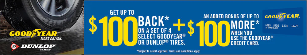 Up to $100 Rebate With 4 Select Goodyear Tires