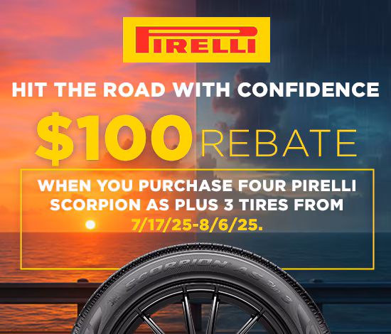 $100 Rebate With 4 Select Pirelli Tires