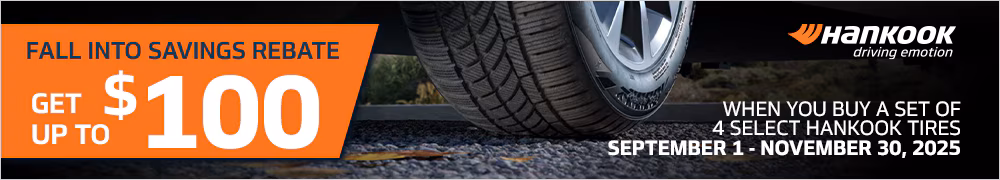 Up to $100 Rebate With 4 Select Hankook Tires