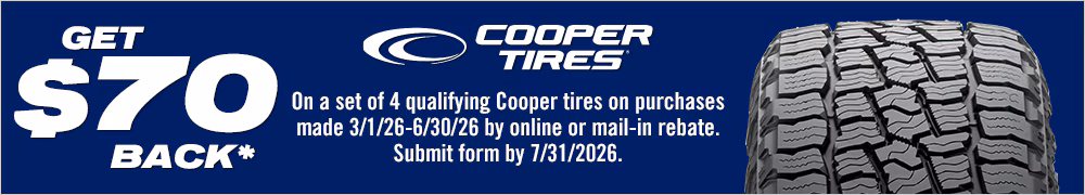 $70 Rebate With 4 Select Cooper Tires