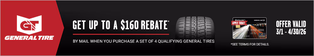 Up To $80 Rebate With 4 Select General Tires