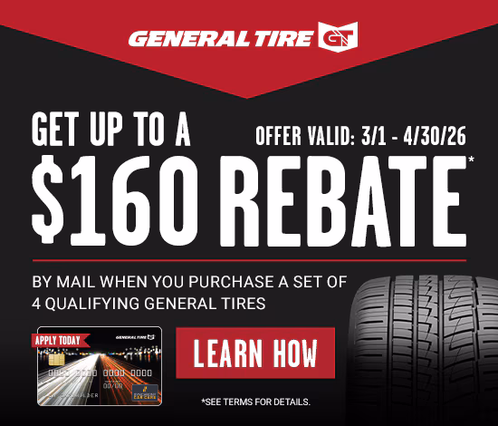 Up To $80 Rebate With 4 Select General Tires