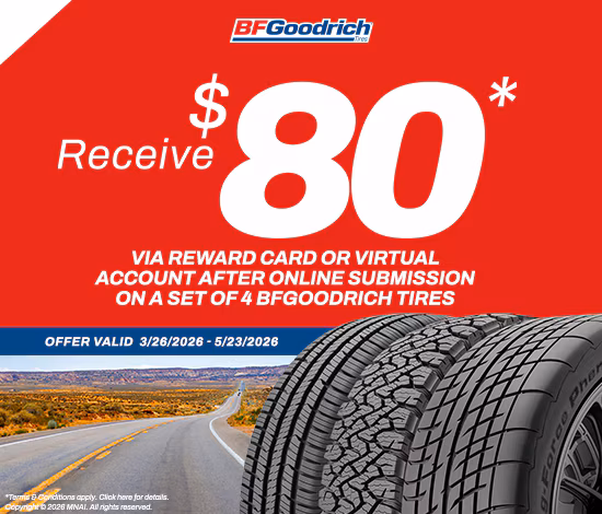 $80 Rebate With 4 Select BFGoodrich Tires