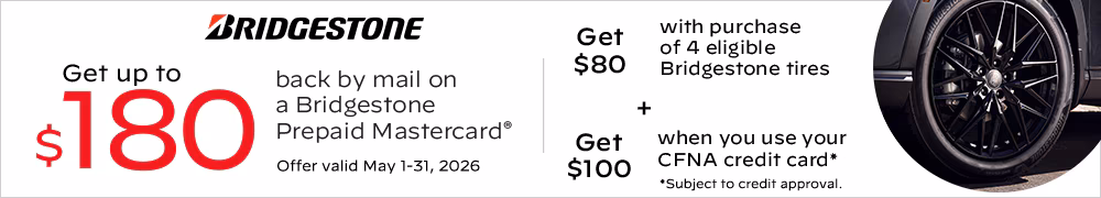 $80 Rebate With 4 Select Bridgestone Tires