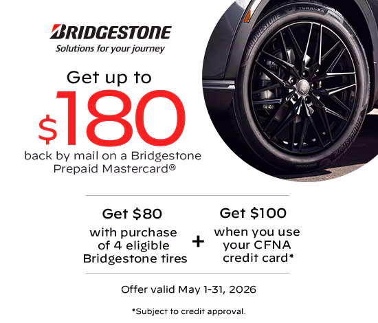 $80 Rebate With 4 Select Bridgestone Tires