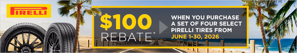 $100 Rebate With 4 Select Pirelli Tires