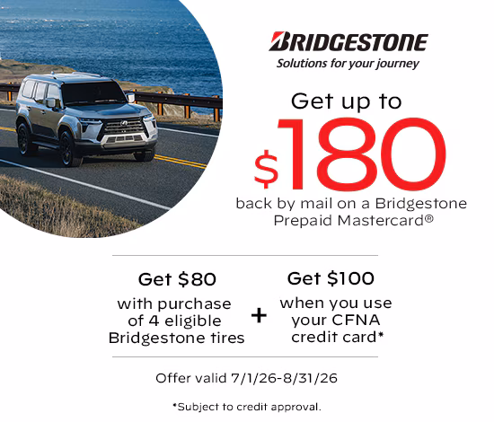 $80 Rebate With 4 Select Bridgestone Tires