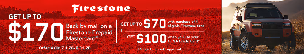 Up To $70 Rebate With 4 Firestone Tires