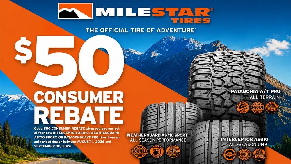 $50 Rebate With 4 Select Milestar Tires