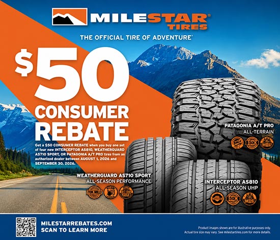 $50 Rebate With 4 Select Milestar Tires