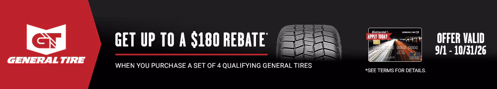 Up To $90 Rebate With 4 Select General Tires
