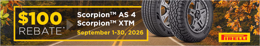 $100 Rebate With 4 Select Pirelli Tires