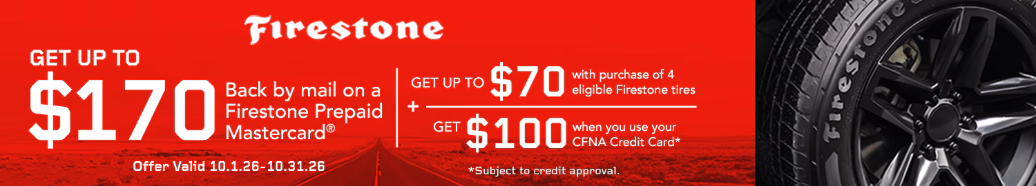 Up To $70 Rebate With 4 Firestone Tires