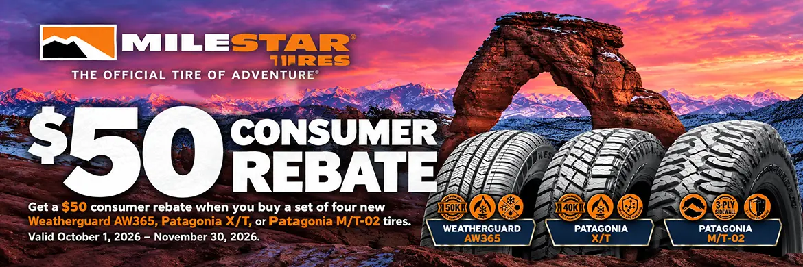$50 Rebate With 4 Select Milestar Tires