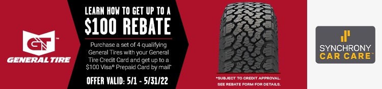 Up To $100 Rebate With 4 Select General Tires