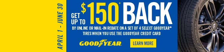 Up to $75 Rebate With 4 Select Goodyear Tires