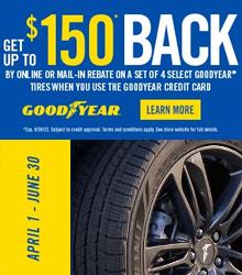 Up to $75 Rebate With 4 Select Goodyear Tires